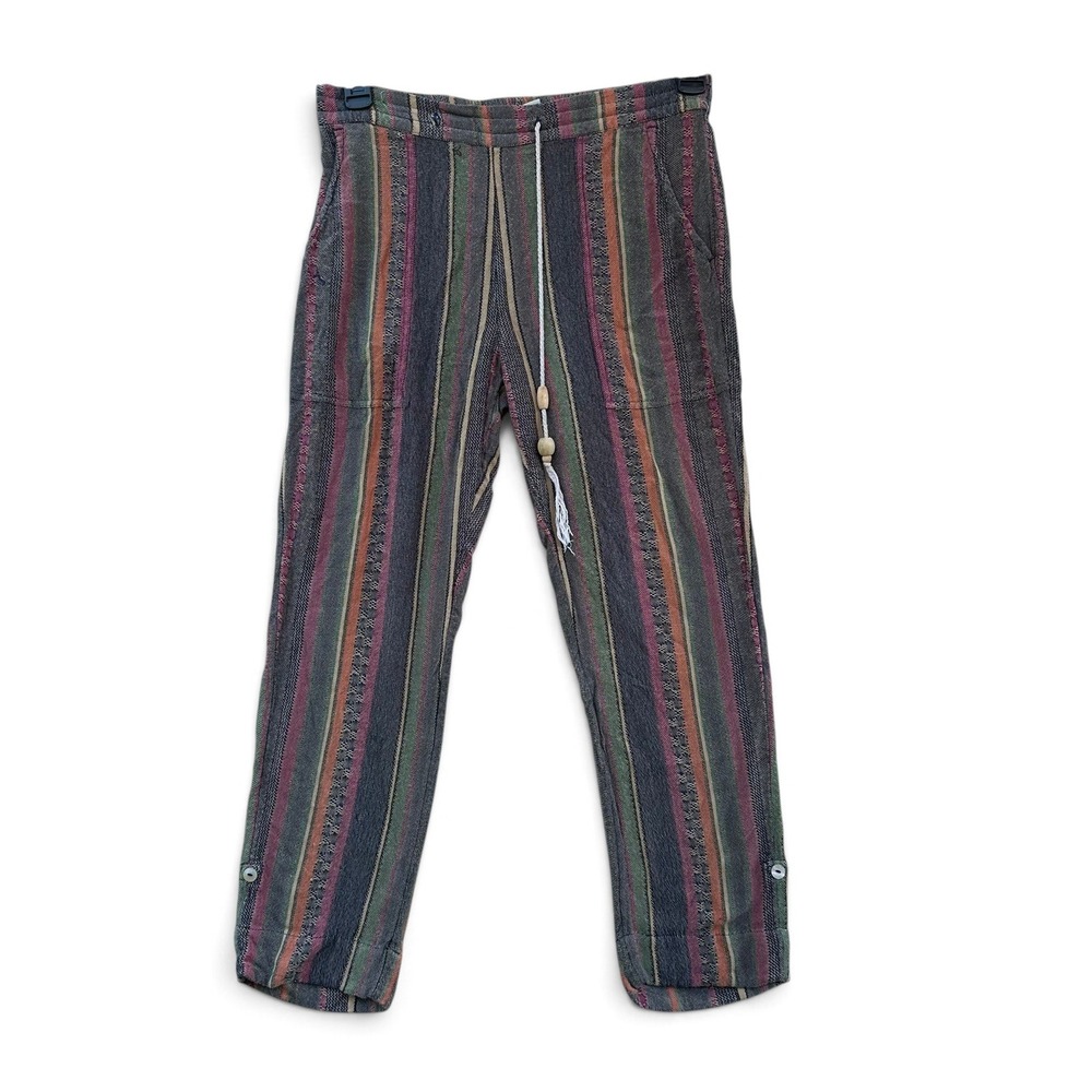 Sundance Striped Woven Pants PS Boho Southwestern Drawstring Cropped